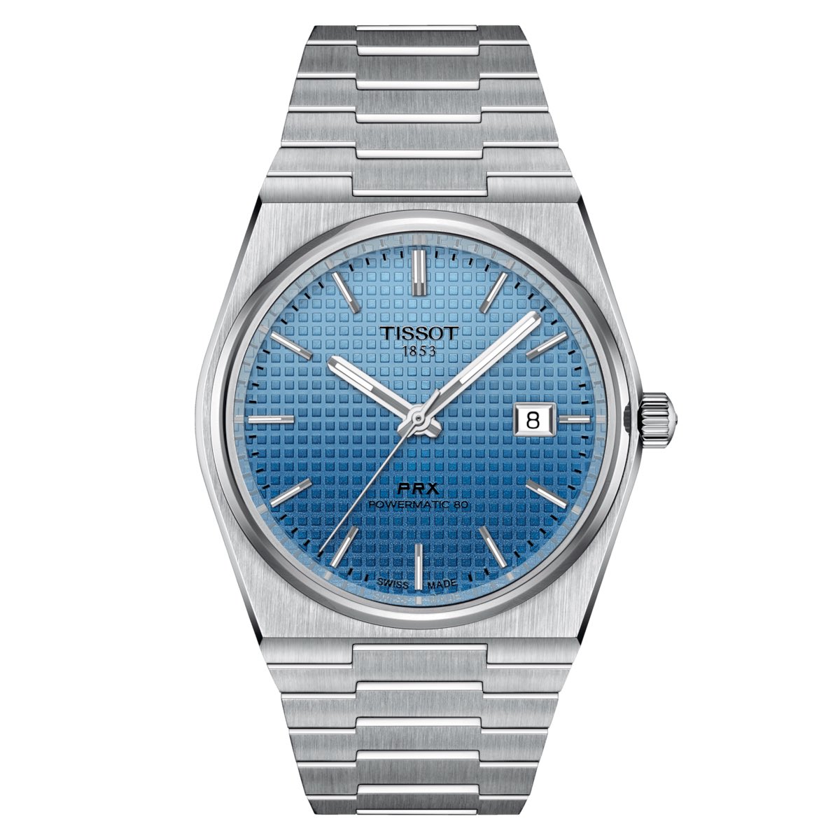 TissotPRX's tweet photo. Two gradient dial models join the Tissot PRX lineup of sports watches, featuring the iconic 1978 integrated bracelet and case design, as well as textured dials and a Powermatic 80 automatic movement. #Tissot https://t.co/lwUDG0JxE9
