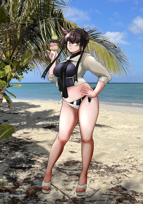 まだ描いてなかったビーチでうきうき初月改二 