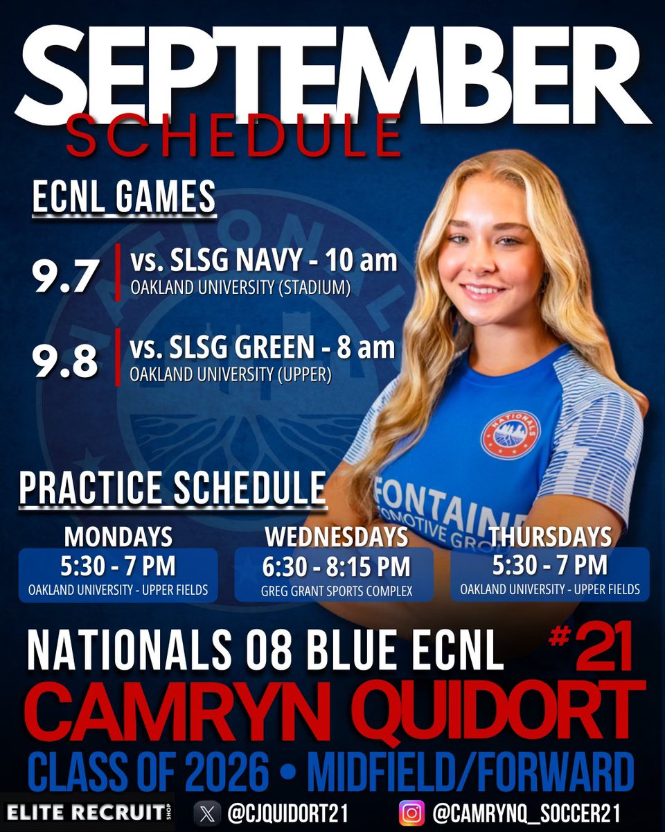 Camryn Quidort (@cjquidort21) on Twitter photo Coaches would love to see ya this weekend!!! <a href="/CoachDR7/">David Robertson</a> <a href="/ECNLgirls/">ECNL Girls</a> <a href="/ImCollegeSoccer/">College Soccer Truth ™</a> <a href="/ImYouthSoccer/">ECNL/GA/Recruiting/College Soccer</a> <a href="/TopDrawerSoccer/">TopDrawerSoccer</a> <a href="/TheSoccerWire/">SoccerWire</a> Coaches would love to see ya this weekend!!! <a href="/CoachDR7/">David Robertson</a> <a href="/ECNLgirls/">ECNL Girls</a> <a href="/ImCollegeSoccer/">College Soccer Truth ™</a> <a href="/ImYouthSoccer/">ECNL/GA/Recruiting/College Soccer</a> <a href="/TopDrawerSoccer/">TopDrawerSoccer</a> <a href="/TheSoccerWire/">SoccerWire</a>