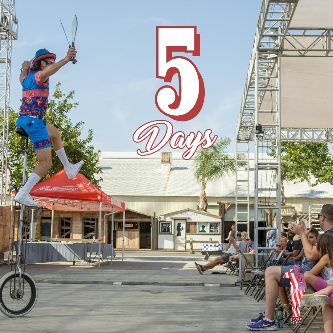 We are just FIVE days away from your 2024 Tulare County Fair!🤩
Still looking for pre-sale admission tickets or carnival wristbands? 
Head on over to tcfair.org/tickets TODAY!