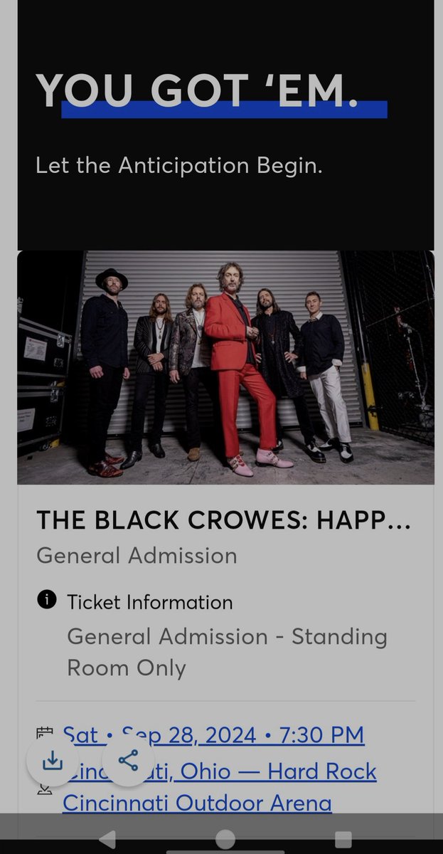 Welp. Black Crowes in Cincy at the end of the month thanks to my BFFs very generous BDay present to me.