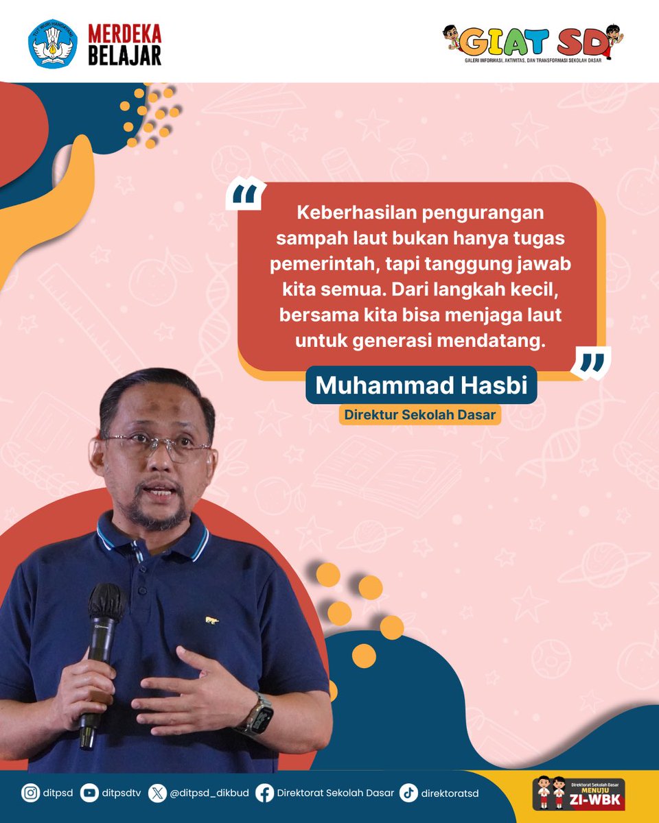 ditpsd_dikbud's tweet photo. #SahabatSekolahDasar, ada quotes yang menarik dari Direktur Sekolah Dasar terkait "Penanganan Sampah Laut" 🤩

Penasaran, seperti apa quotes nya? 🤔
Yuk disimak 🙌

#PenangananSampahLaut
#MerdekaBelajar
#GIATSD
#DirektoratSekolahDasar
#SekolahDasar
#Kemendikbudristek https://t.co/kNPomfAtuy