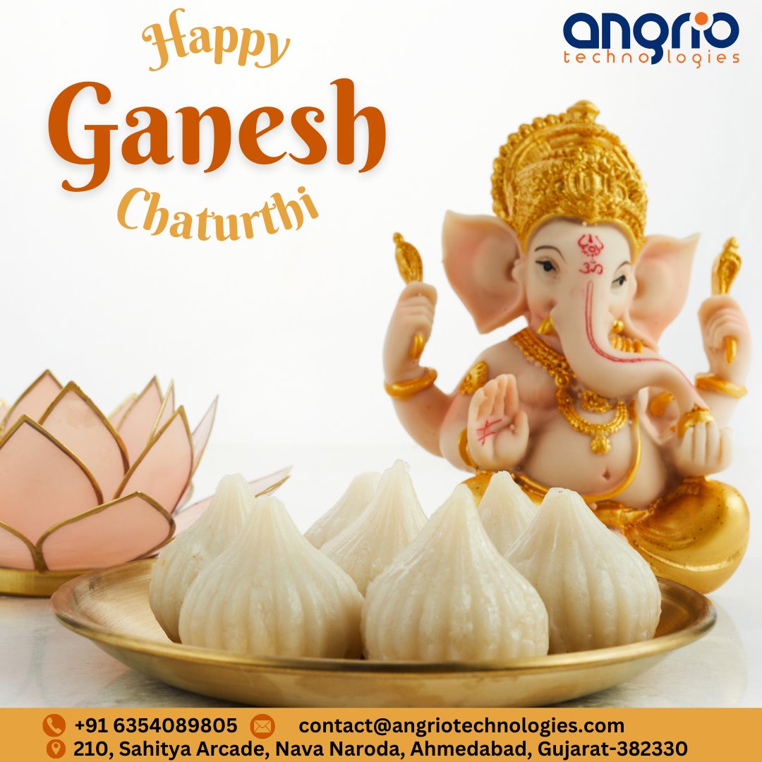 angriotech's tweet photo. Celebrating the divine festival of Ganesh Chaturthi! May Lord Ganesha bestow prosperity, wisdom, and success upon us all. 🐘🙏 #GaneshChaturthi #AngrioTechnologies https://t.co/ATfJjrzCjc