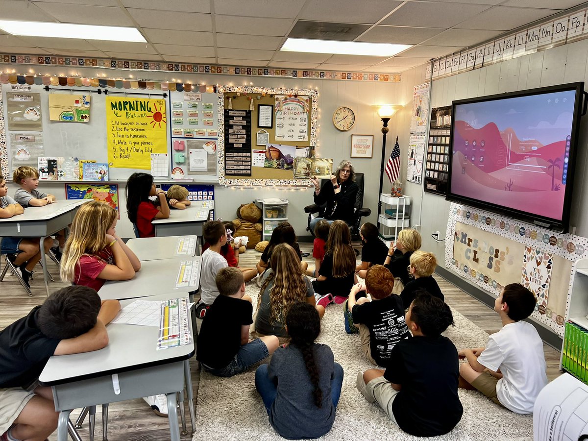 Mrs. Yeilding enjoyed visiting classes today and reading to the students for National Read A Book Day! #ReadABookDay