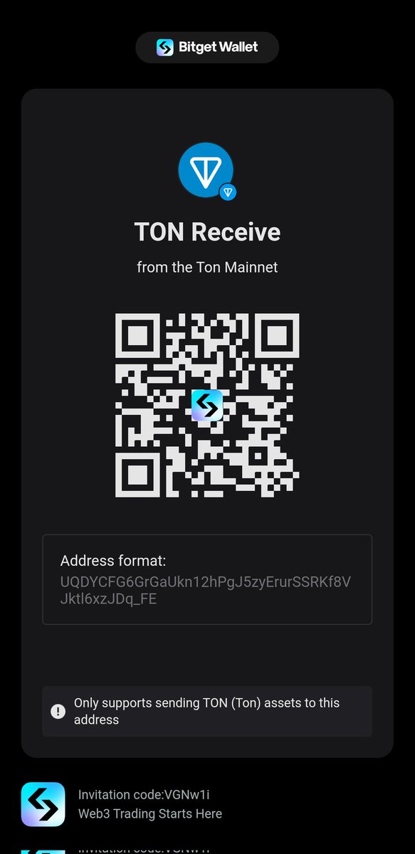 My wallet address to receive TON on Ton:UQDYCFG6GrGaUkn12hPgJ5zyErurSSRKf8VJktl6xzJDq_FE
Pay me via Bitget Wallet:
web3.bitget.com/en/wallet-down…
