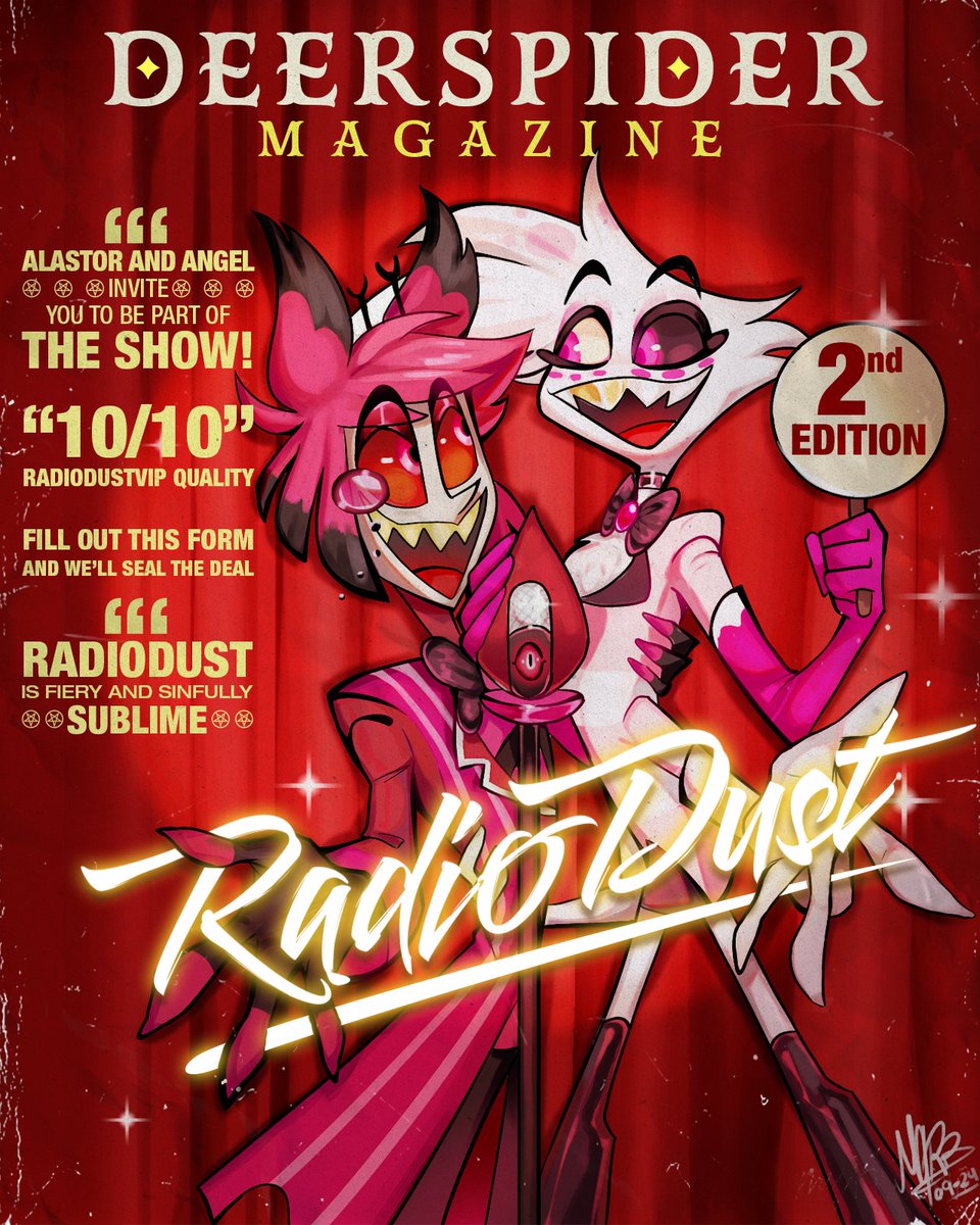 Hey! #RadioDust Shippers 📻ˎˊ-

THE SECOND OPENING OF THE FORM is here <a href="/radiodustzine/">🦌💕🕷𝑫𝒆𝒆𝒓𝑺𝒑𝒊𝒅𝒆𝒓 𝑴𝒂𝒈𝒂𝒛𝒊𝒏𝒆</a> 2024 🦌💞🕷
docs.google.com/forms/d/e/1FAI…

Show your talent and love to Shipp #DeerSpider You can participate in the category you want. 

❤️Support us by Retweeting🩷
#RadioDustZine #HazbinHotel