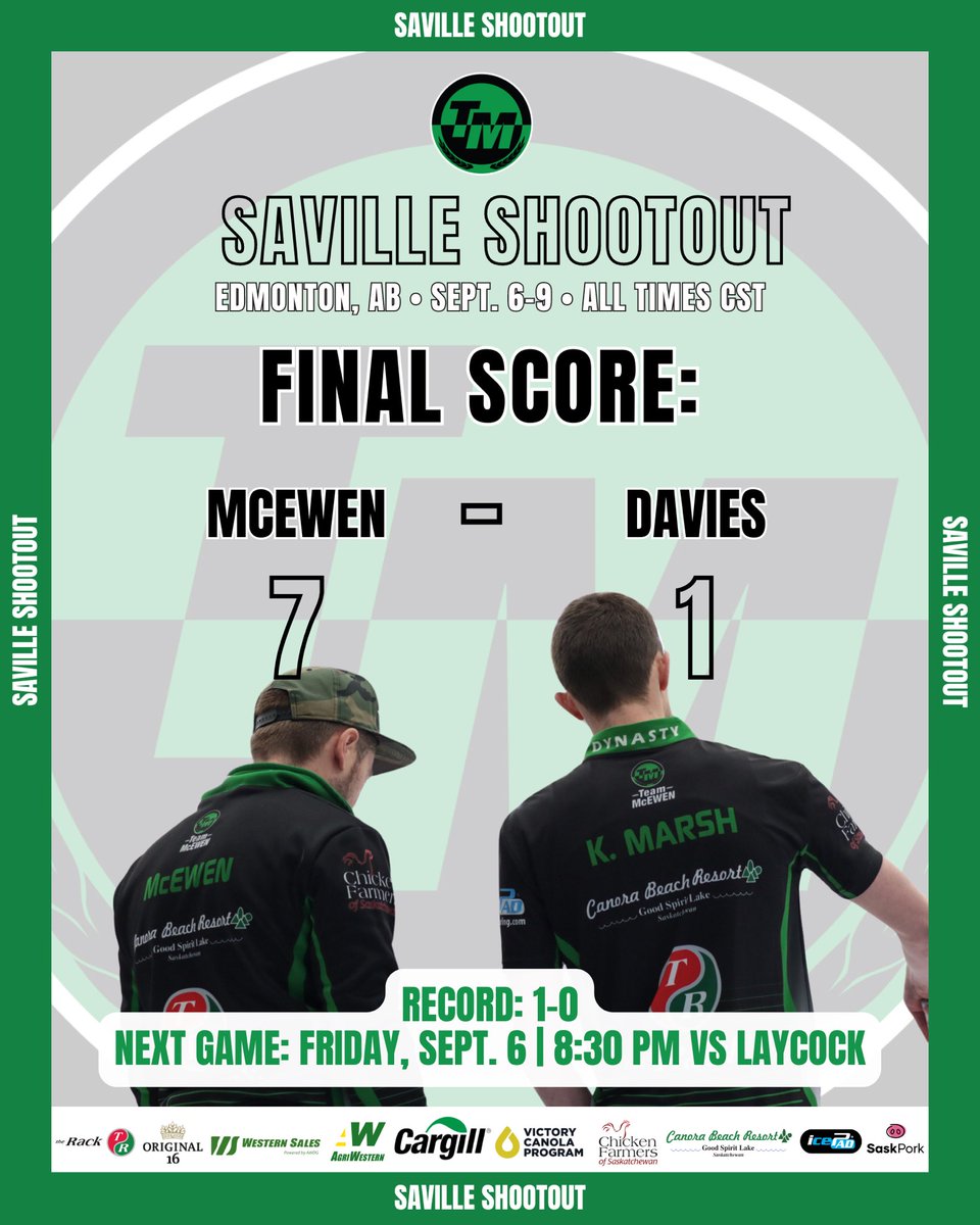 Strong start to the event 💪🏼

NEXT GAME:
🗓️ Friday, Sept. 6
⏰ 8:30 pm CST
🆚 Laycock

Catch every game LIVE on Curling Stadium’s YouTube channel! 👀

#TeamMcEwen