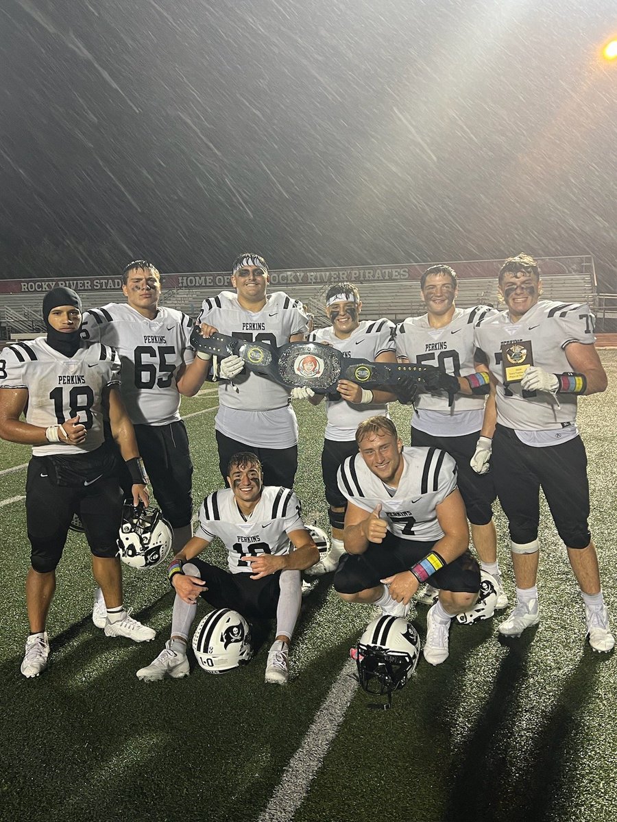 Perkins 49
Rocky River 0

Another dominant performance from Perkins and <a href="/isaacbunts18/">Isaac Bunts</a> ties the school record with 6 touchdowns in a game, on top of his 300+ yards on the ground. 

His blockers get this week's <a href="/Wendys/">Wendy’s</a> and Tom's Trophy Shop POTG