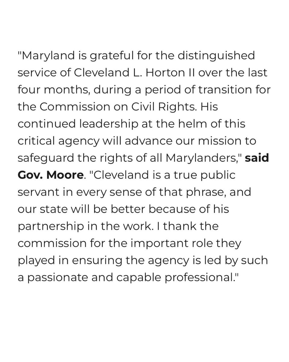 We are extremely proud to announce that Governor Wes Moore has appointed Cleveland L. Horton II as Executive Director of The  Maryland Commission on Civil Rights.
Congratulations to our newly appointed Executive Director Mr. Cleveland L. Horton
#MCCR #MarylandStrong