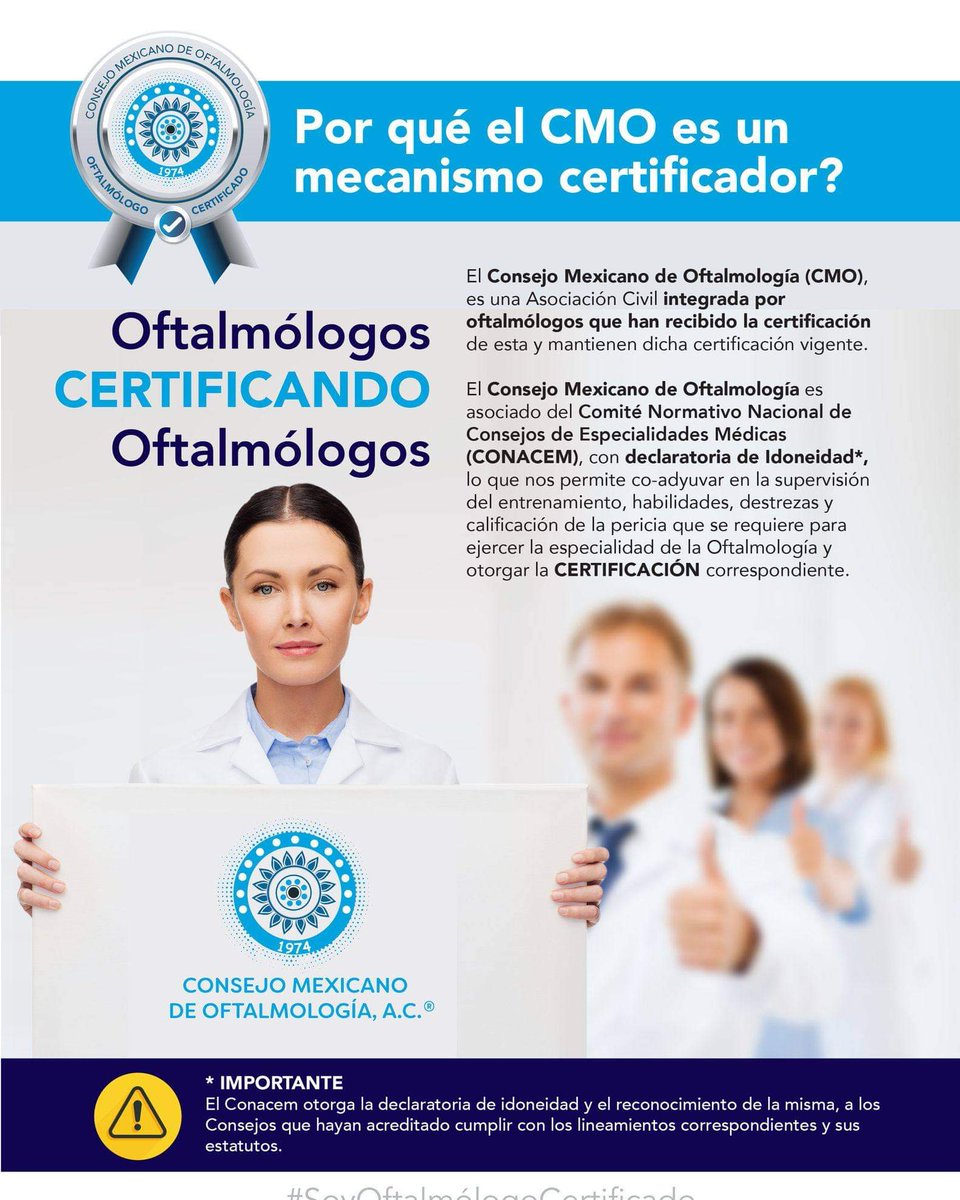 Compartimos información importante acerca del Consejo Mexicano de Oftalmología.

#SoyOftalmologoCertificado