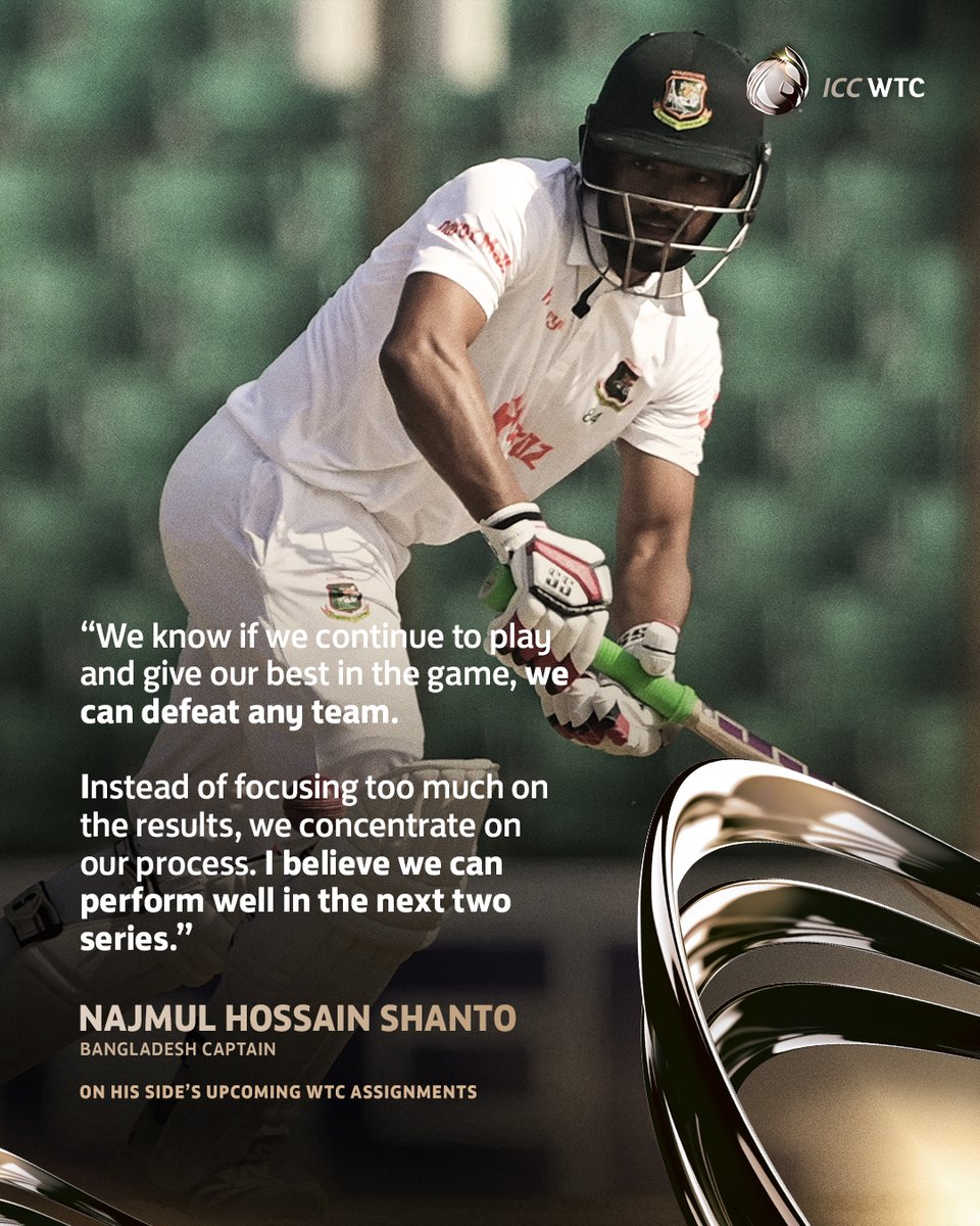 Najmul Hossain Shanto believes Bangladesh have what it takes to overcome their upcoming India and South Africa challenges 🇧🇩

#WTC25

More ➡ bit.ly/47f0SYX