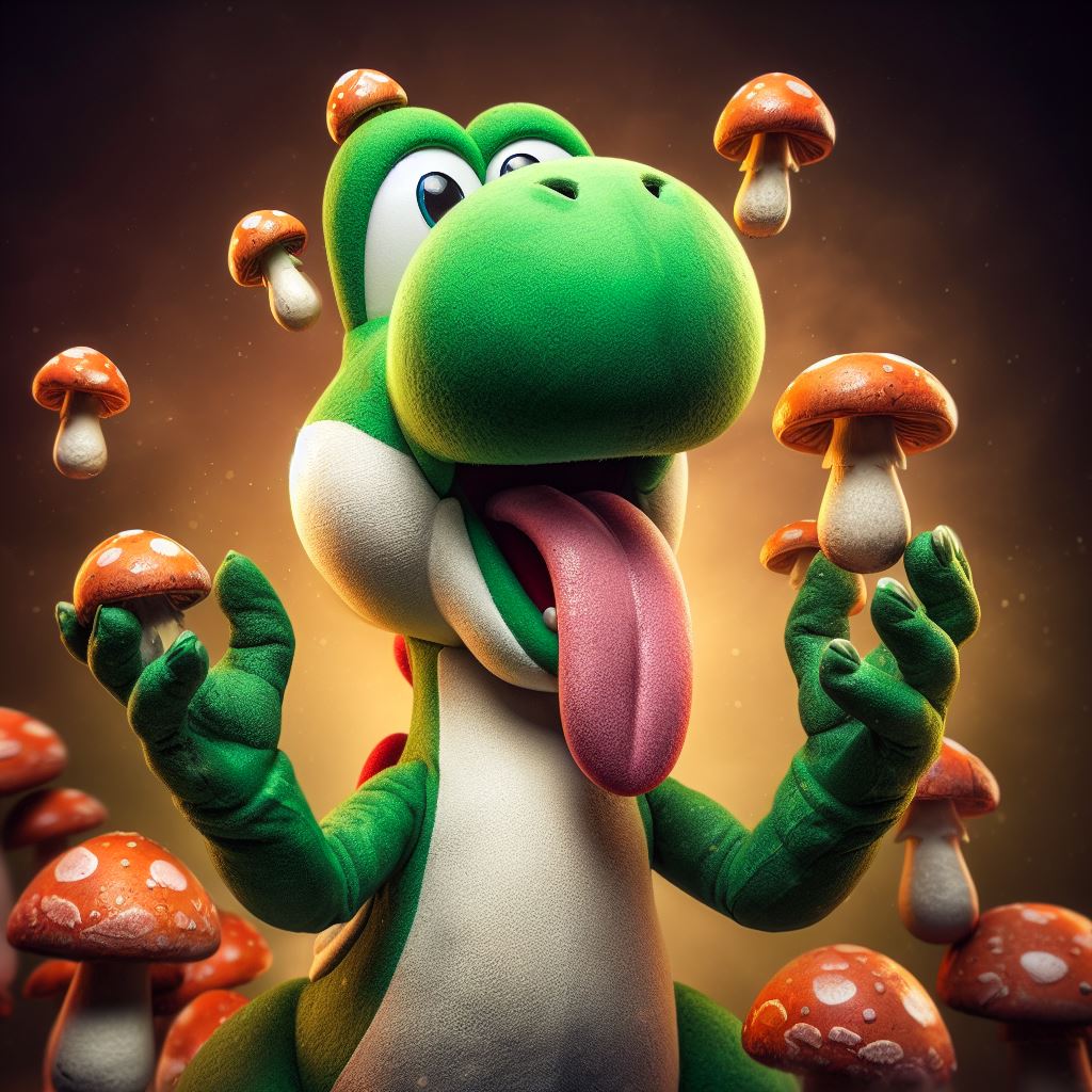 SentientRealm's tweet photo. I know I am the only #loser that knows who #YOSHI is right? Sh¡t me and that fool go way back! #ShroomJunkie, no for real, that's all that #fkr eats, #shrooms
#Psychedelicart #psychedelics #lsd #dmt #NintendoLife #Mario #psilocybin https://t.co/y0nTIXwRWn