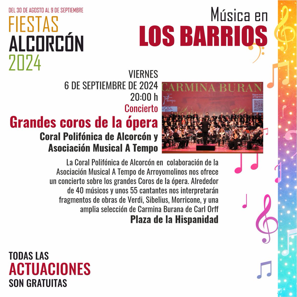 Con mi compañero <a href="/magonzalezgar/">Miguel Angel/♥🏳️‍🌈</a> hemos saludado a la Coral Polifónica que nos ha ofrecido un fantástico concierto junto con la Asociación Musical A Tempo de Arroyomolinos. #MúsicaenVivo #Alcorcón #FiestasAlcorcón2024