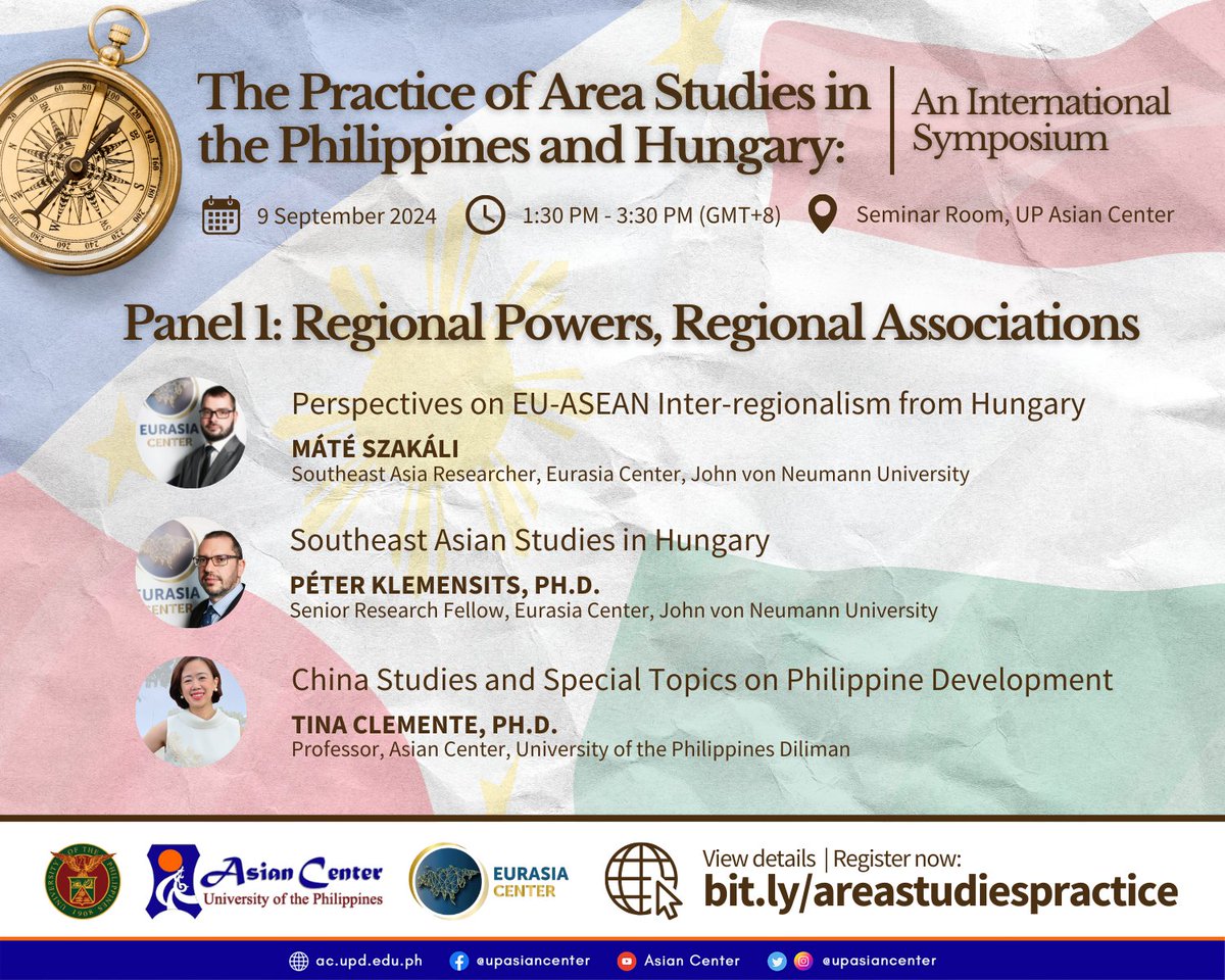 UP Asian Center (@upasiancenter) on Twitter photo Check out the speakers of Panel 1! Join us for the Symposium, ๐ง๐ต๐ฒ ๐ฃ๐ฟ๐ฎ๐ฐ๐๐ถ๐ฐ๐ฒ ๐ผ๐ณ ๐๐ฟ๐ฒ๐ฎ ๐ฆ๐๐๐ฑ๐ถ๐ฒ๐ ๐ถ๐ป ๐๐ต๐ฒ ๐ฃ๐ต๐ถ๐น๐ถ๐ฝ๐ฝ๐ถ๐ป๐ฒ๐ ๐ฎ๐ป๐ฑ ๐๐๐ป๐ด๐ฎ๐ฟ๐ on 9 September 2024, 1:30 PM (GMT+8), at the UP Asian Center! Sign up now: bit.ly/areastudiespraโฆ Check out the speakers of Panel 1! Join us for the Symposium, ๐ง๐ต๐ฒ ๐ฃ๐ฟ๐ฎ๐ฐ๐๐ถ๐ฐ๐ฒ ๐ผ๐ณ ๐๐ฟ๐ฒ๐ฎ ๐ฆ๐๐๐ฑ๐ถ๐ฒ๐ ๐ถ๐ป ๐๐ต๐ฒ ๐ฃ๐ต๐ถ๐น๐ถ๐ฝ๐ฝ๐ถ๐ป๐ฒ๐ ๐ฎ๐ป๐ฑ ๐๐๐ป๐ด๐ฎ๐ฟ๐ on 9 September 2024, 1:30 PM (GMT+8), at the UP Asian Center! Sign up now: bit.ly/areastudiespraโฆ