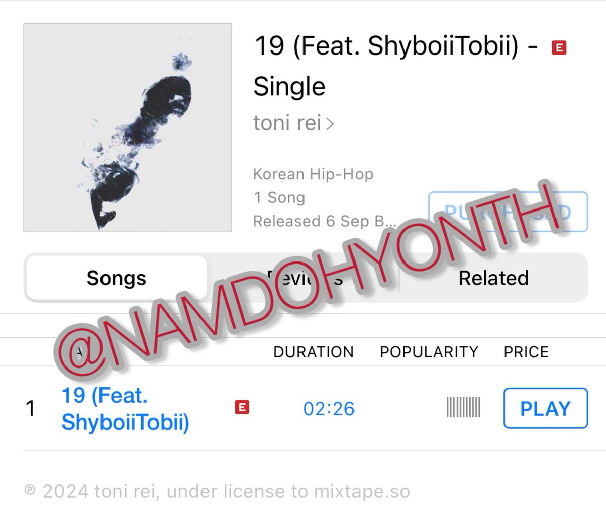 [💬] Admin talk :เพื่อเป็นการสนับสนุนเส้นทางในการเป็นศิลปินอิสระของนัมโดฮยอน ในนาม toni rei

ทางบ้านจะซัพพอร์ตสำหรับผู้ซื้อเพลงผ่านแพลตฟอร์ม iTunes 30คน

สามารถส่งหลักฐานผ่าน DM ทางทีมงานจะทยอยตอบ

เงินดังกล่าวได้รับการซัพพอร์ตจากแฟนคลับหลายๆท่านค่ะ

#NAMDOHYON #남도현 #TONIREI