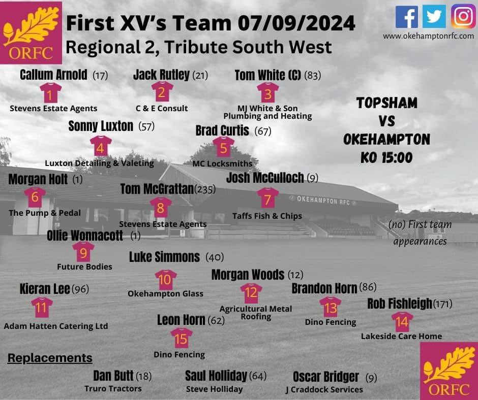 🏉 - <a href="/TopshamRFC/">Topsham RFC</a> vs <a href="/OkehamptonRFC/">Okehampton RFC</a> 
📆 - September 7th 2024
🕒 - 1500
🏆 - Regional 2 Tribute South West
🏟️ - Bonfire Field, Exeter Rd, Topsham. EX30LY
/// spoon.tone.shapes
📲 - <a href="/OkehamptonRFC/">Okehampton RFC</a> 

<a href="/swsportsnews/">South West Sports News</a> 
#okehampton #exeter #topsham #devonrugby #rugby