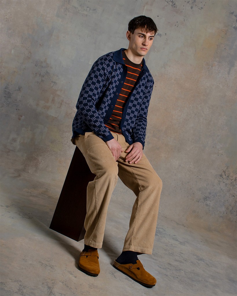 far___afield's tweet image. AW24 OOTD ft. the Criss-Cross Cardigan, Tres Stripe T-Shirt and Corduroy Coup Trouser. #farafield