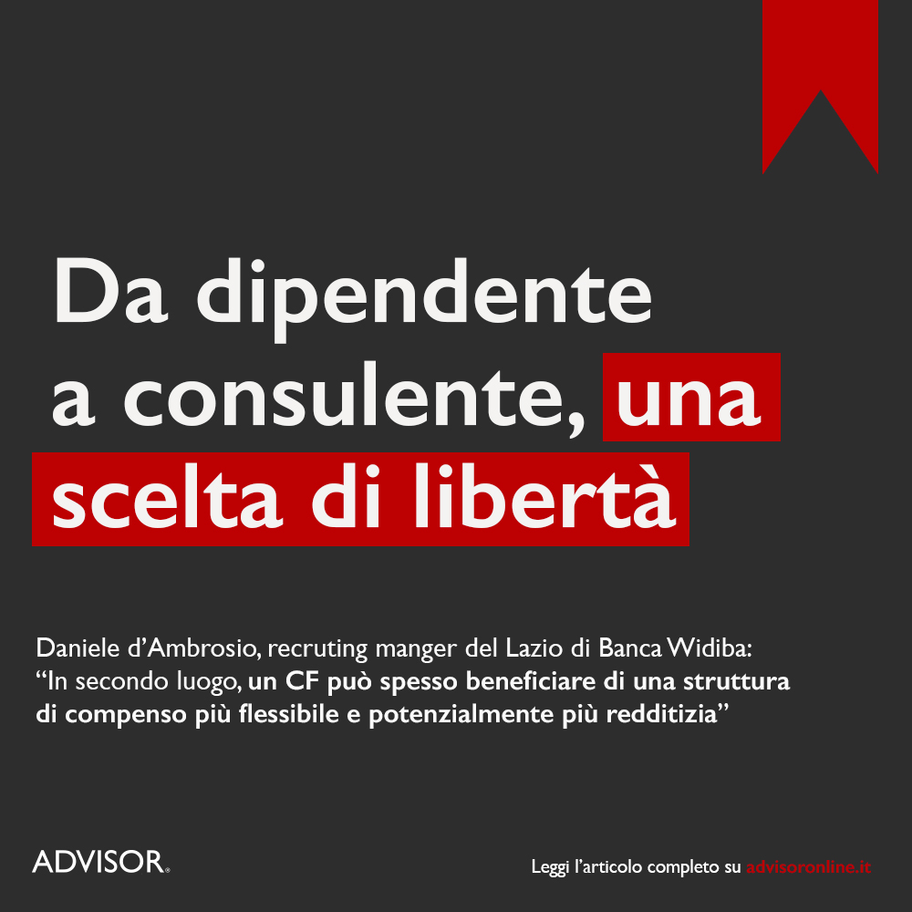 Daniele d’Ambrosio, recruting manger del Lazio di Banca Widiba: “In secondo luogo, un CF può spesso beneficiare di una struttura di compenso più flessibile e potenzialmente più redditizia".

Leggi l'articolo completo 👉 advisoronline.it/consulenti-fin…
