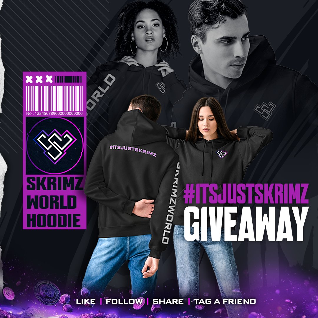 skrimzworld's tweet image. 🔥 #GIVEAWAY 🔥

Our exclusive #ITSJUSTSKRIMZ hoodie is up for grabs. To win, all you have to do is 👇

💜 Like this post
👥️ Follow @skrimzworld
♻️ Share this post
🫂 Tag a friend who's bad at Rocket League 🚀 

Good luck to everyone 👍 

#Skrimzworld #ItsJustSkrimz #SWG