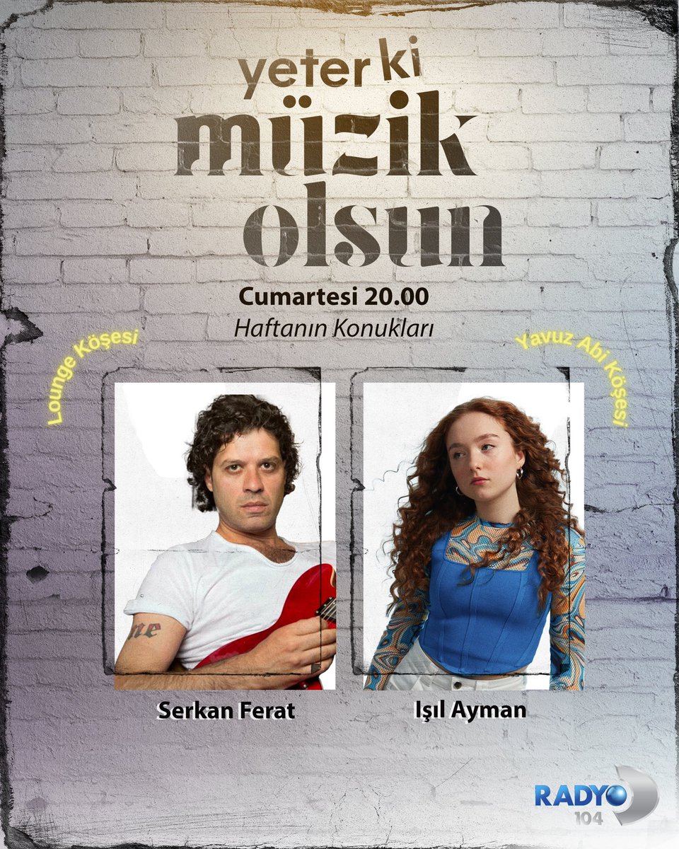 Yeter ki Müzik Olsun programının konukları, Serkan Ferat ve Işıl Ayman! 🤩

Yavuz Hakan Tok'un sunumuyla Yeter ki Müzik Olsun, saat 20.00'de #RadyoD'de! 💙