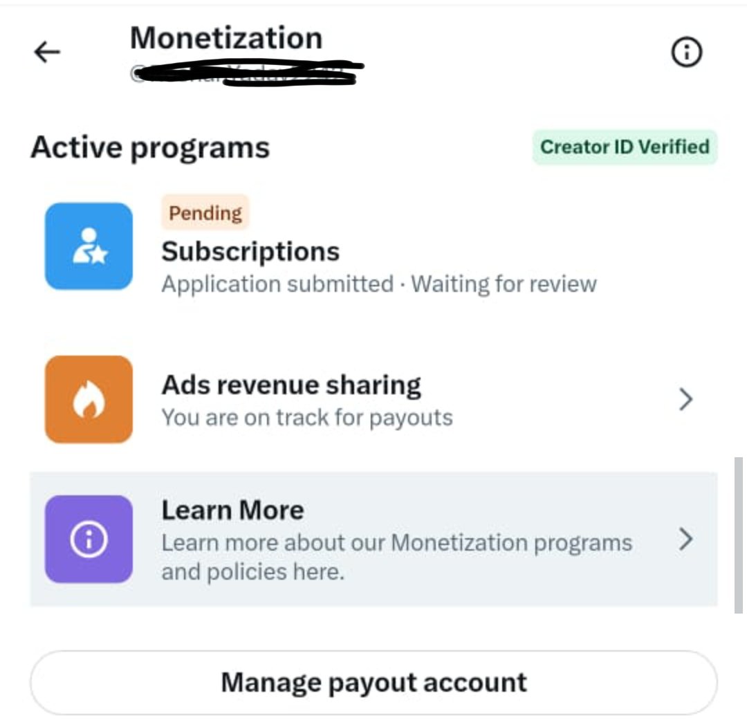 लो जी एक ओर Feedback देखिए। 11 दिन पहले जब भाई ने मेरा ग्रुप जॉइन किया था, तब बोला था कि मुझे कुछ भी आइडिया नहीं है, मैं X पर नया हूँ। आज देख लो एकाउंट Monetization हो गया।

अगर आप भी जॉइन करके ऐसा कर सकते हैं।  आप बस इस पोस्ट को RT, लाइक, और कमेंट करे। मैं आपको DM करता हूं।

अगर