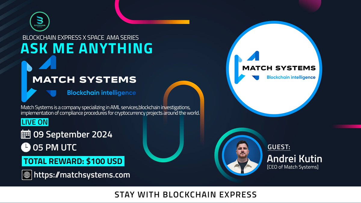Blockchain_Ep's tweet image. ₿lockchain Express will be hosting an
AMA session with " Match Systems "

❖ 𝗫  𝗦 𝗣 𝗔 𝗖 𝗘  𝗔 𝗠 𝗔

⌹ Date: 09 Sep, 2024
⊛ Time: 05:00 PM UTC
♛ Rewards:- $100 USD
⌂ Venue: x.com/Blockchain_Ep

✇ Rules:
● Follow: @Blockchain_Ep &amp;amp; @MatchSystems
● Must like &amp;amp; RT…