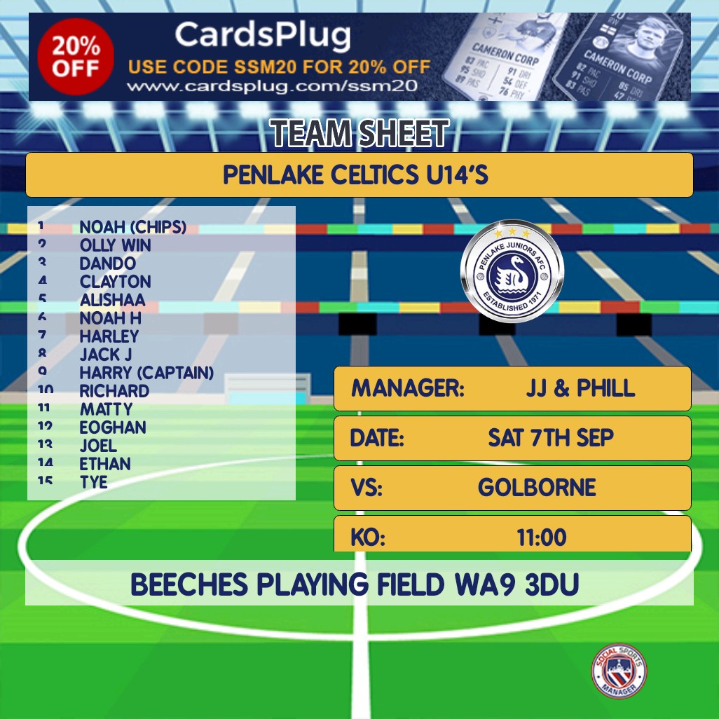 9Penlake's tweet photo. Squad for todays game https://t.co/0skSAuS2Pi
