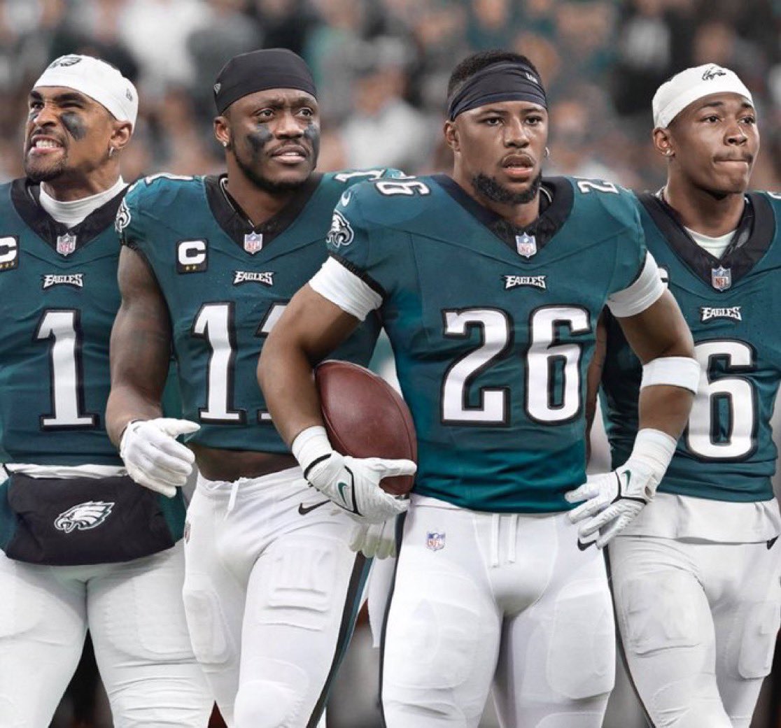 Jalen Hurts: 20/34, 311 total yards, 2 TDs Saquon Barkley: 24 carries, 132 total yards, 3 TDs Aj Brown: 5 catches, 119 yards, 1 TD DeVonta Smith: 7 catches, 84 yards THE GUYS ARE HERE TO PLAY FOOTBALL #FlyEaglesFly