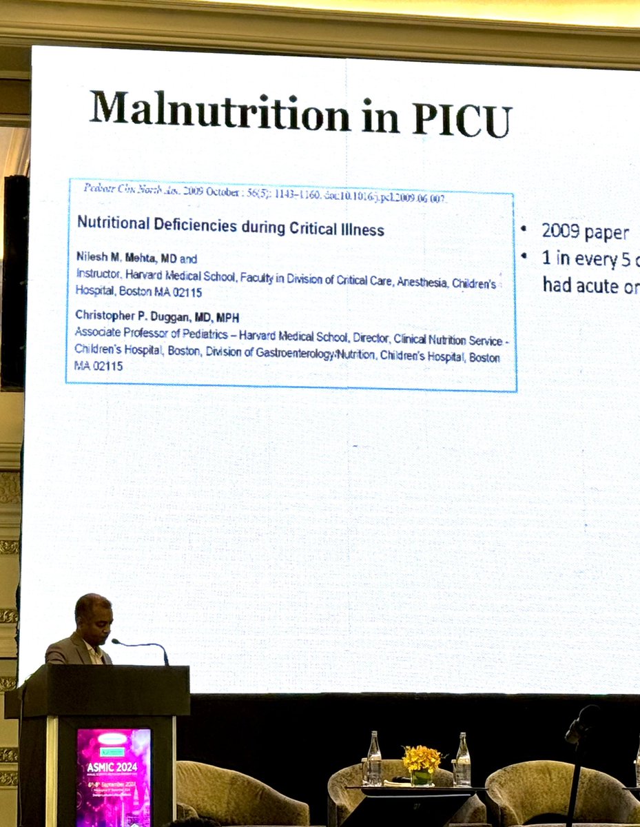 ChinSeng_Gan's tweet photo. Dr @PravinPICU spoke about assessing nutritional status children in PICU, and share methods of screening and assessment in this for those group of patients #ASMIC2024 #paedsicu https://t.co/zoZwz8P4Kf