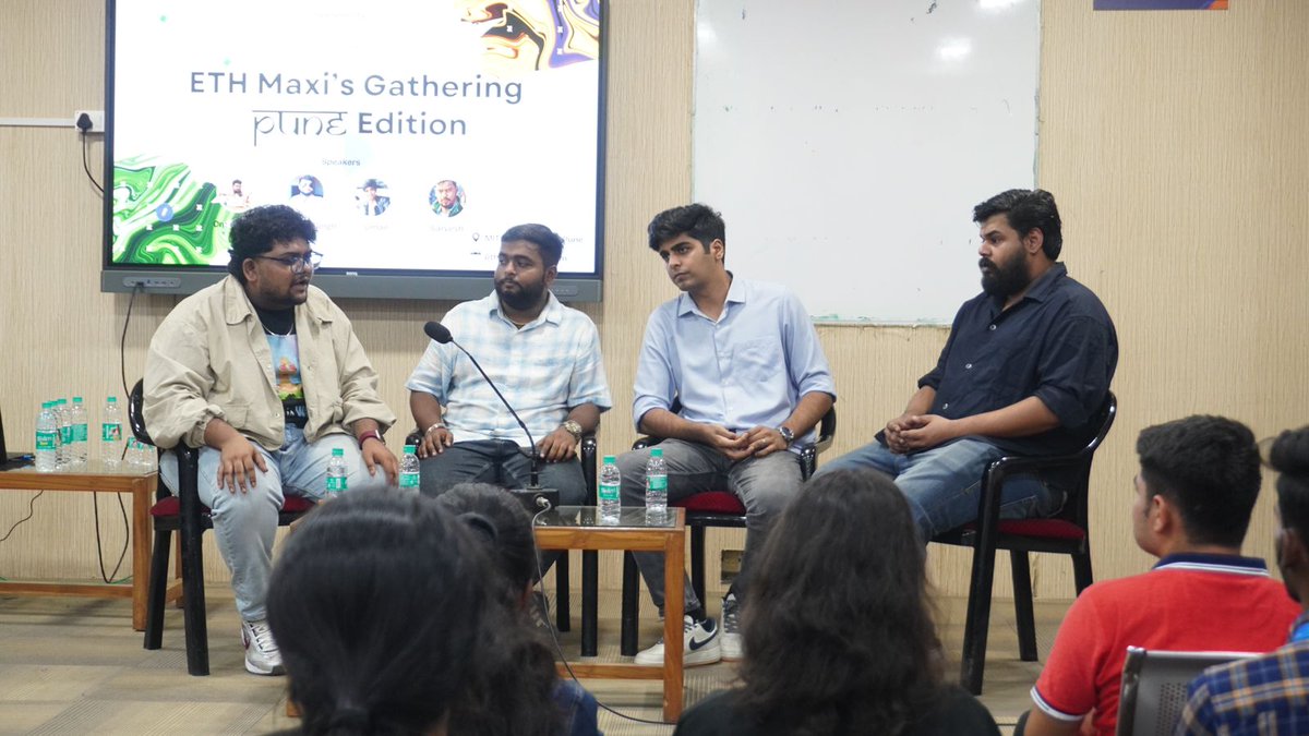 PKuriackal's tweet photo. At ETH Maxi's Gathering, Om Guram, Sandeep Singh, Umair, and Sarvesh discussed how blockchain enhances AI with security, transparency, and decentralization, impacting finance healthcare and supply chain management. #ETHMaxisPune #DEVCommunity #Blockchain https://t.co/0ylFaNadbi