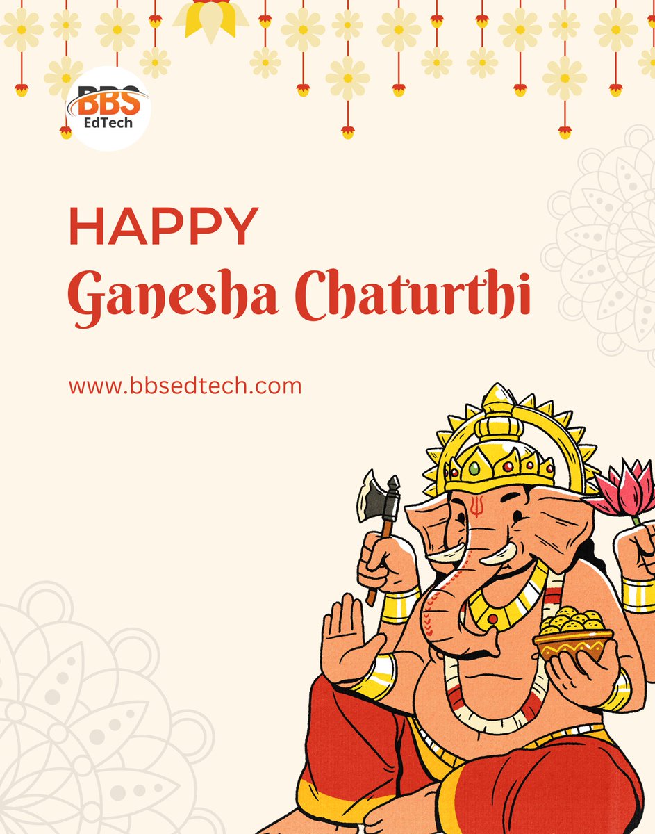 BSedutech's tweet image. 🌸 Happy Ganesha Chaturthi! 🌸

May Lord Ganesha bless you with success, wisdom, and new beginnings on this auspicious occasion. 🎉

visit: bbsedtech.com for course detail
#GaneshaChaturthi #BBSEdTech #SpecialOffer #OnlineCourses #CareerGrowth #FullStackDevelopment