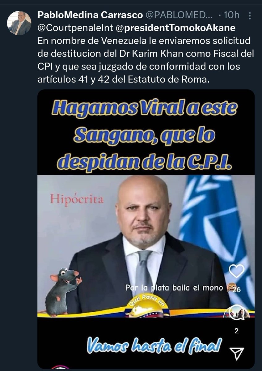 guiller98043536's tweet photo. @VVperiodistas_ @washingtonpost @KarimKhanQC @NicolasMaduro Hay que hacer ésto no hay de otra https://t.co/lQyxDHmw3h