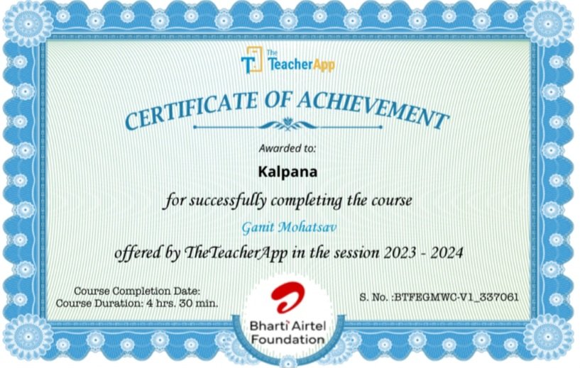 kalpana_993's tweet image. Excited to participate in the 3-day online #GanitMahotsav organized by @BhartiFdn! Looking forward to enriching sessions and innovative approaches to make math more engaging for students. Let’s celebrate the joy of learning! #MathForAll #STEMeducation @Dir_Education @PbpandeyB