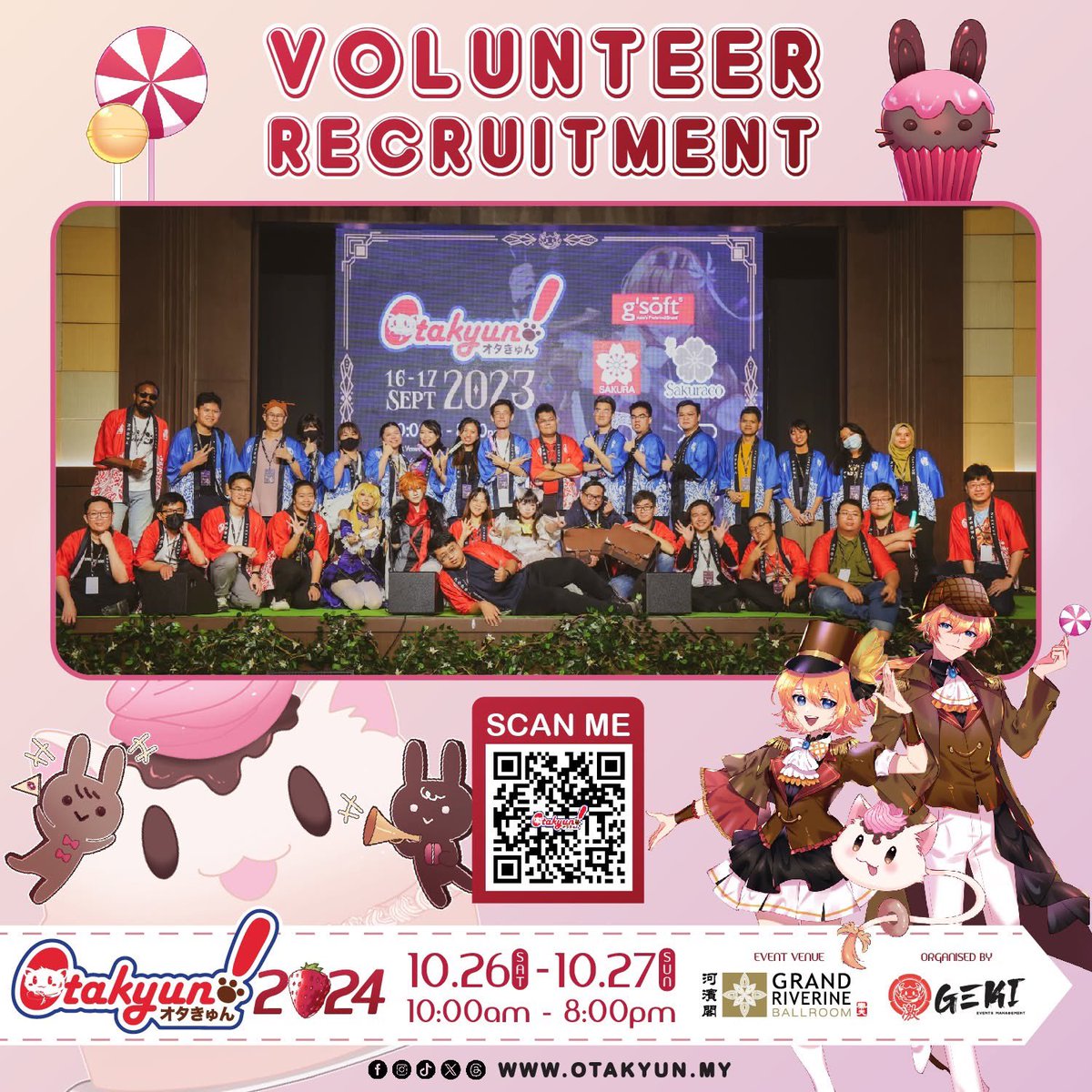 OtakyunMY's tweet photo. We need volunteers! 🙌 

Interested to be part of #Otakyun2024 team? Wait no more and register here 👉 https://t.co/PEpZKHDGCI 

#GekiEventsManagement #VolunteerRecruitment #SarawakACG #CosplayEvent #KuchingEvents https://t.co/9q3vezHdpZ