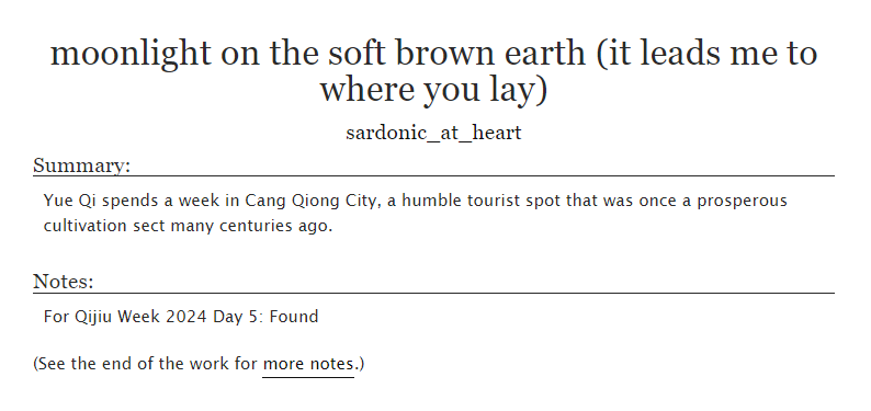 #qijiuweek2024 Day 5: Found
👻Reincarnation au
👻Psychological horror
👻Modern!yqy
👻Ghost!sj
archiveofourown.org/works/58733323