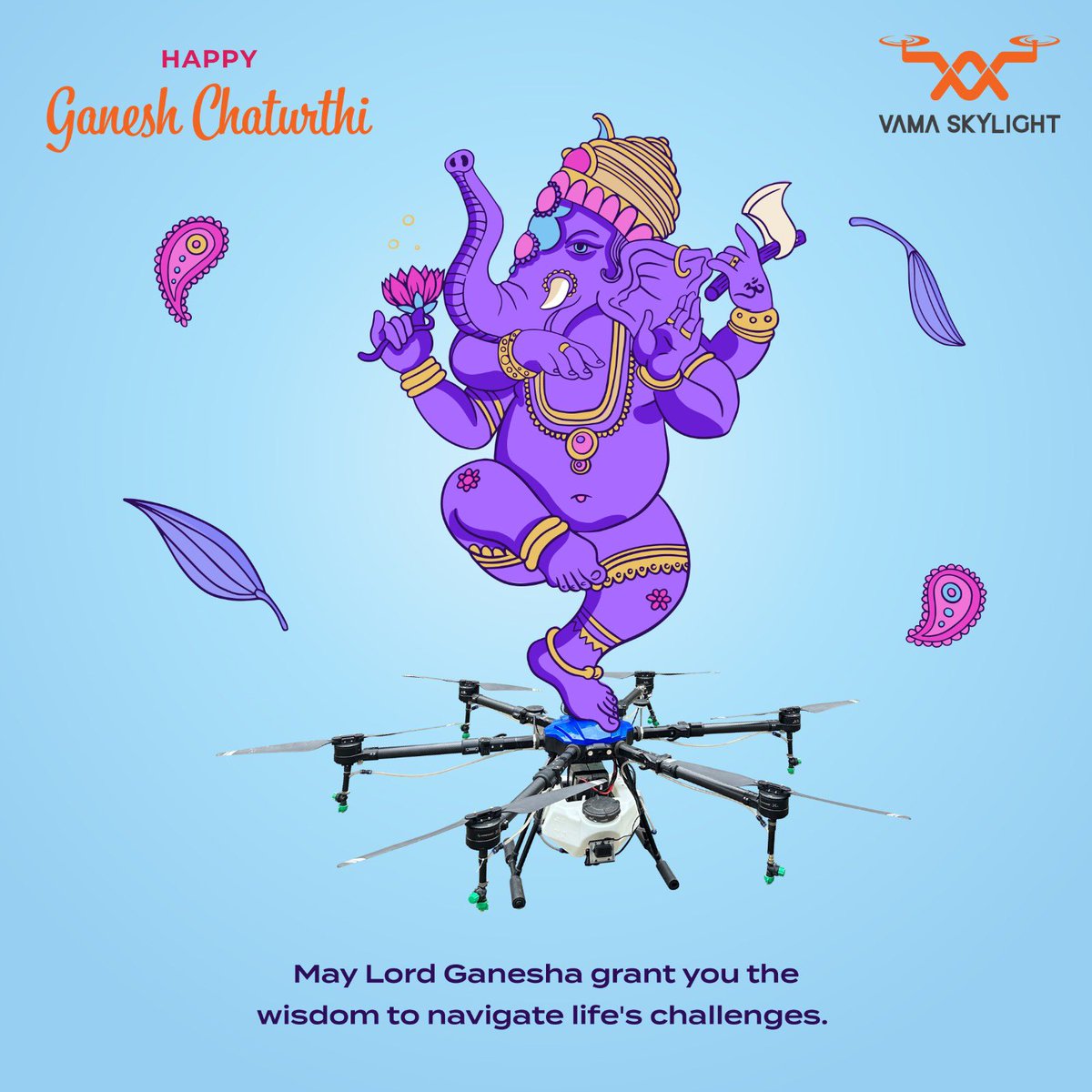 vamaskylight's tweet photo. Let us pray to Lord Ganesha for wisdom, knowledge, and the strength to overcome any challenges.

#vamaskylight #ganeshchaturthi #ganpatibappamorya #ganeshchaturthi2024 #drone #dronepilottraining #agriculturedrone #surveillancedrone https://t.co/YSg2nWtVvu