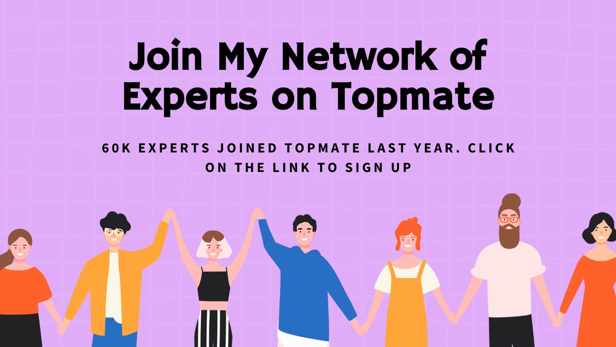 I have been using topmate for quite sometime and it's been a game-changer.

It's now time for you to come and join the network of experts on topmate.

Sign up on Topmate and join as an expert, TODAY!The link is in the comments below

topmate.click/bl6vf