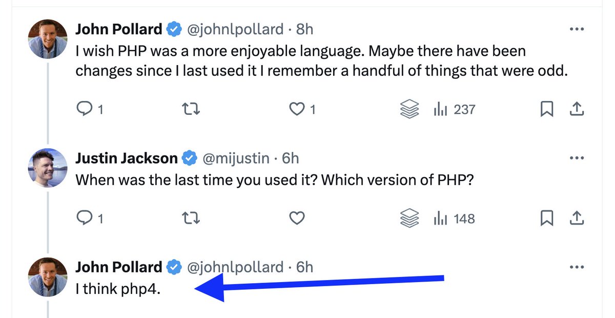 PovilasKorop's tweet image. I just realized another reason why PHP is slow to be adopted in companies.
Devs tried PHP 10 years ago, didn't like it.
Now they are grown-up seniors, managers and TECH DECISION MAKERS in the companies.
But they haven't tried PHP since then.