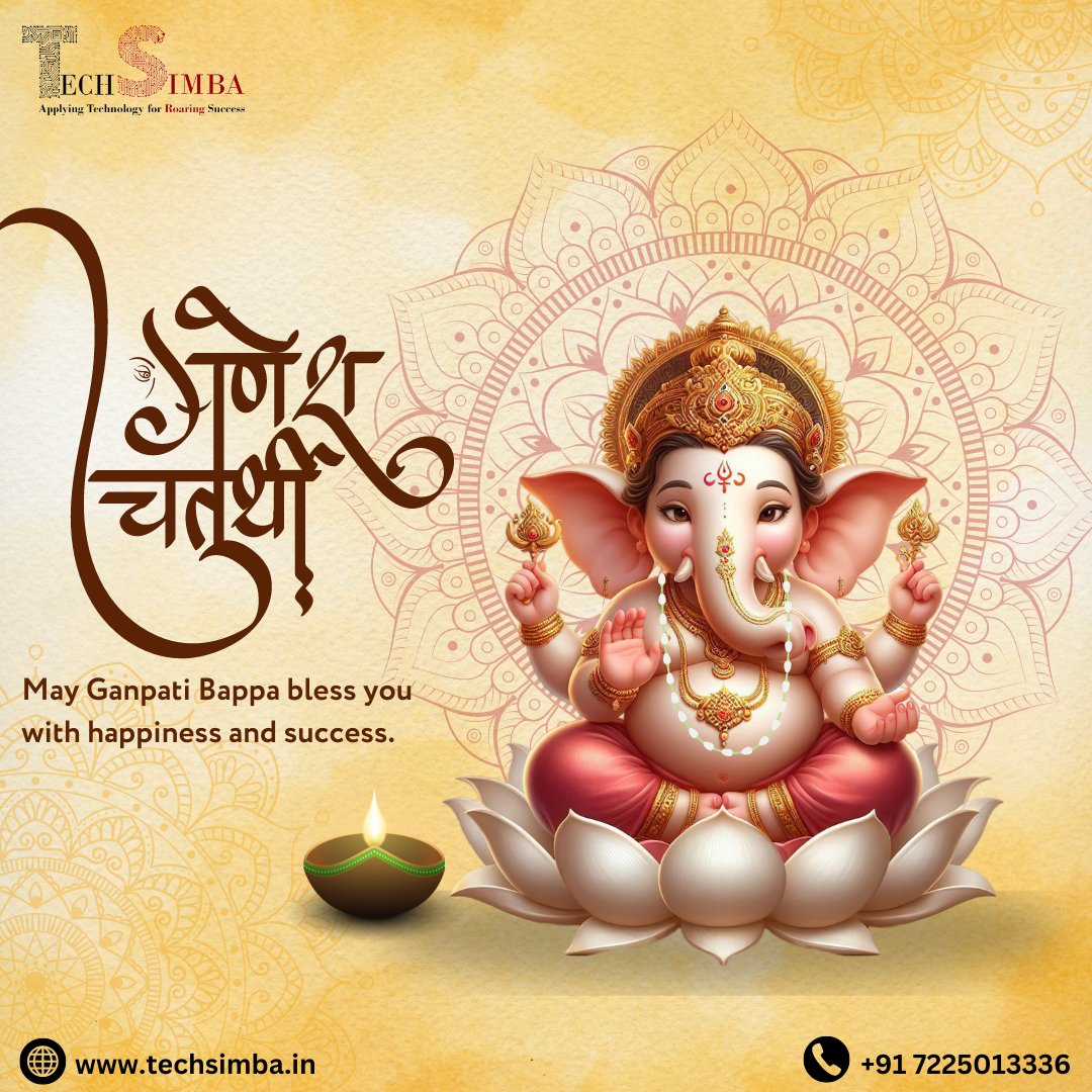 TechSimba's tweet image. Let&apos;s celebrate the remover of obstacles with fervor and devotion. Happy Ganesh Chaturthi! 

#GaneshChaturthi #GanpatiBappaMorya #mobileappdevelopmentcompany #websitedevelopmentcompany #digitalmarketingcompany #digitalmarketing #SocialMediaMarketing #digitalmarketingservices