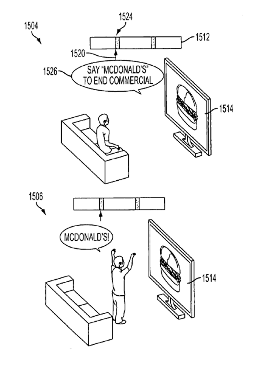 Sony holds a patent that allows viewers to verbally state the advertiser's name to skip their commercial.