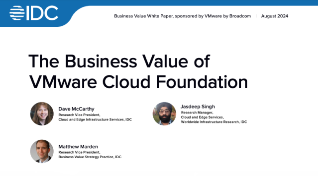 IDC Business Value Study: VMware Cloud Foundation Delivers 564% 3-Year ROI with 10 Mon Payback dy.si/1wEftH