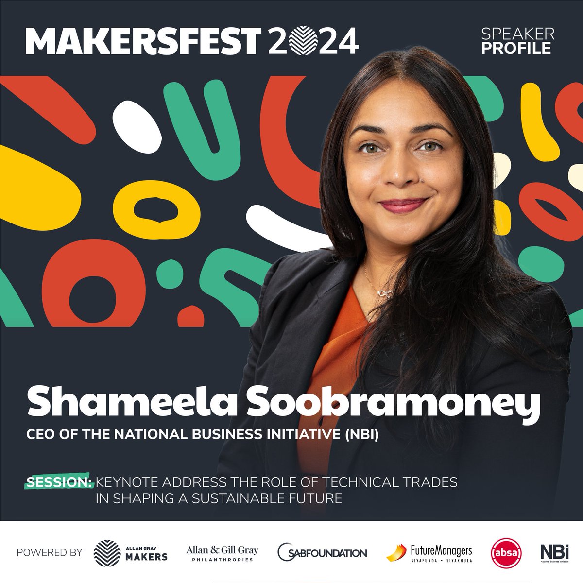 allangraymakers's tweet image. We&apos;ve been looking forward ot this all morning 👀 Next up at #MakersFest is our keynote at speaker: Shameela Soobramoney, CEO of the National Business Initiative. 🌍

🎊 Watch live: pulse.ly/rsaqsznrm0