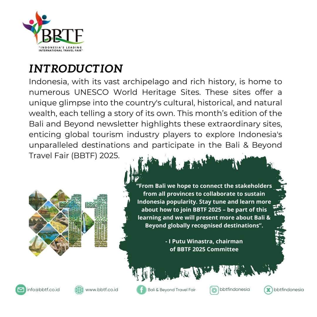 BBTFIndonesia's tweet photo. Introduction Indonesia, with its vast archipelago and rich history, is home to numerous UNESCO World Heritage Sites. These sites offer a unique glimpse into the country's cultural, historical, and natural wealth, each telling a story of its own. https://t.co/PW2YQ9TWmu