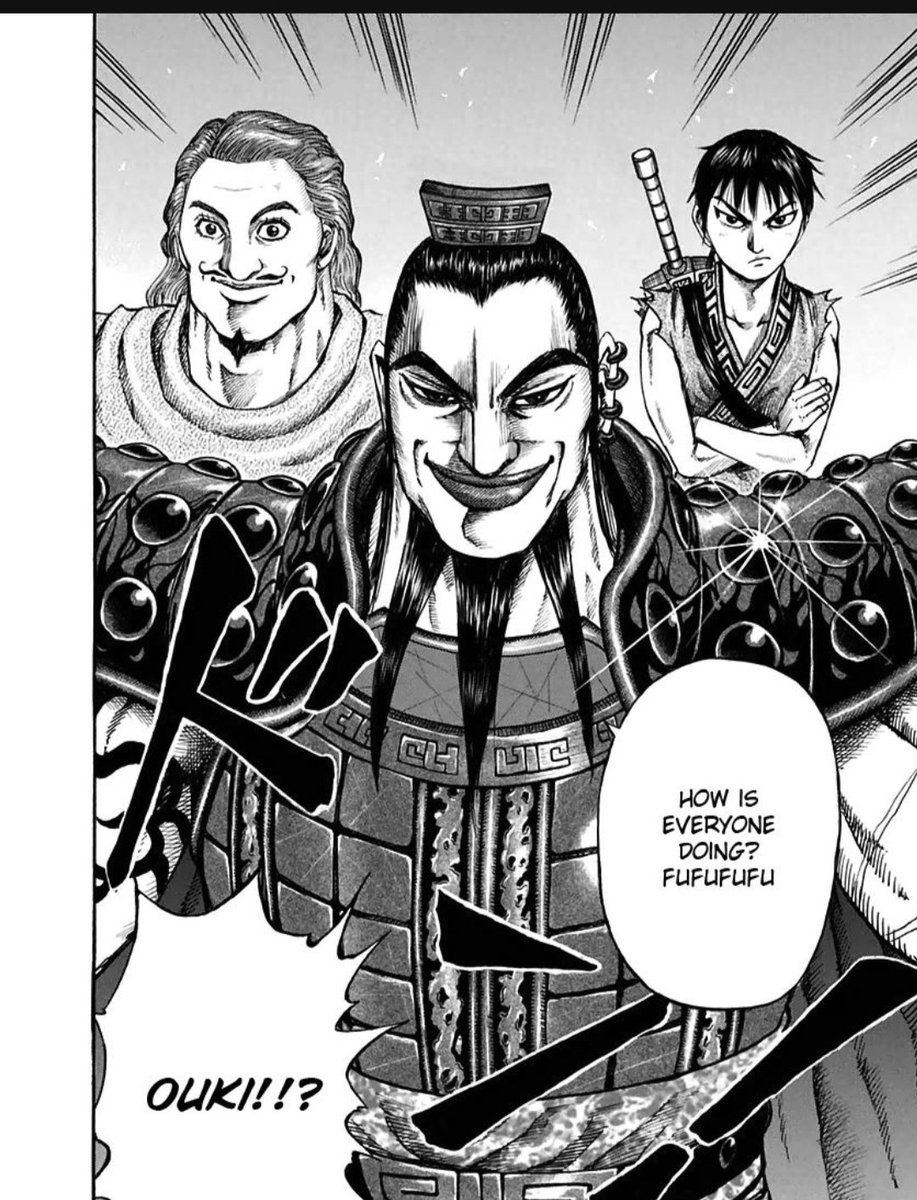 animeofficiallz's tweet photo. After finishing 110 chapters of kingdom I can confidently say this manga  is pure gas . This is so good 😭 I cannot stop reading 
Untill now my favourite character beside mc is ouki this man contains so much aura he gives me whitebeard vibes 
#kindgom
#manga https://t.co/eeE5yAkRsf