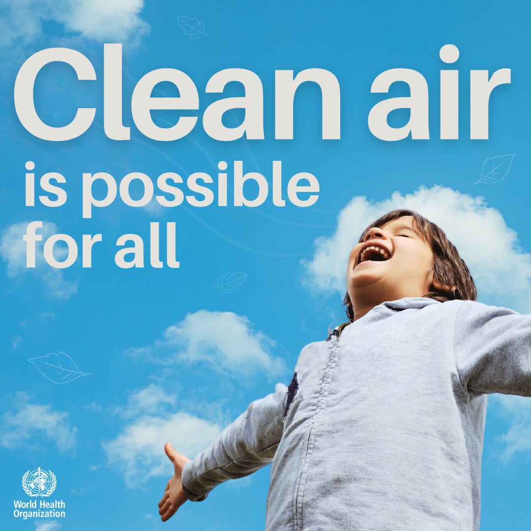 Today is the International Day of Clean Air for Blue Skies.

#AirPollution impacts our health &amp; can cause:

🫀 Heart disease
🧠 Stroke
🫁 Chronic lung disease
🫁 Pneumonia
🧬 Cancer
🗣️ Asthma among others

#CleanAir is possible for all. #WorldCleanAirDay