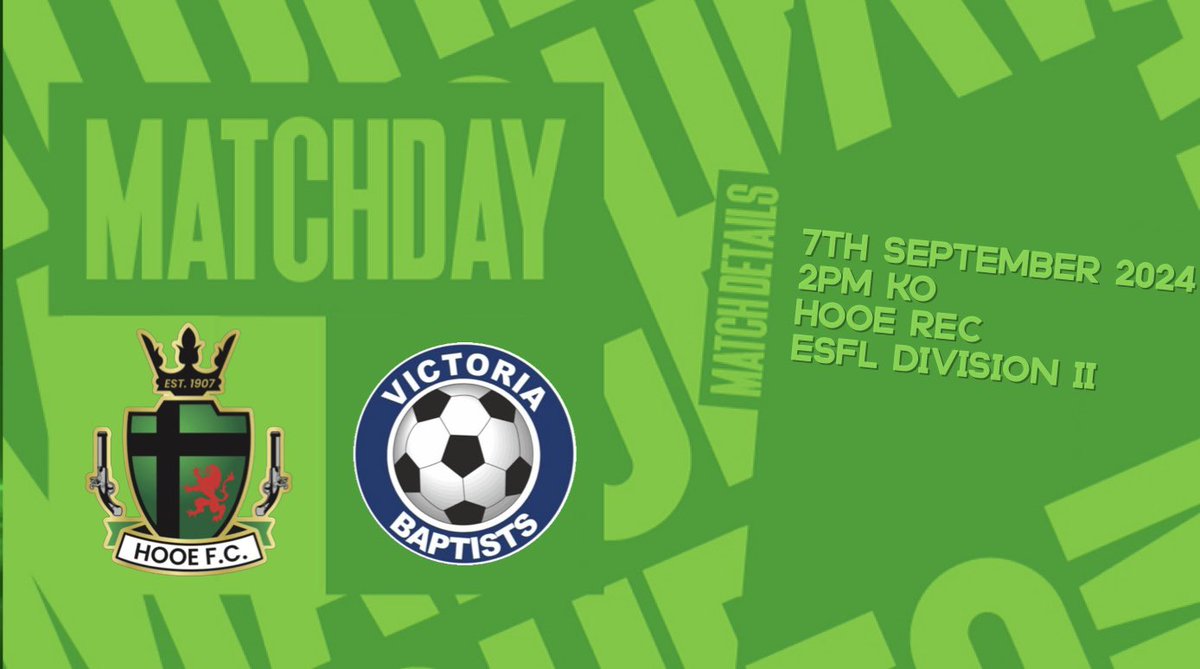 Hooe Vs Victoria Baptists 

So it begins. The opening day of the competitive league season, the Green Army will be aiming to kick off their campaign with 3 points against Victoria Baptists.