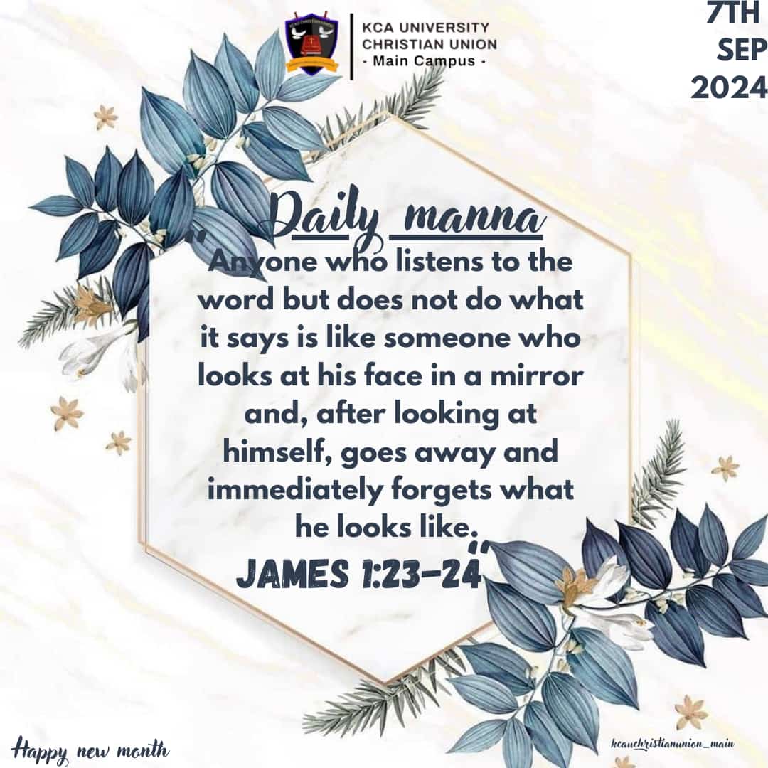 KCAUCU's tweet photo. 😇Constantly look at the word and do what it says

#dailydevotional 
#newsem https://t.co/EDkSNlRIJ4
