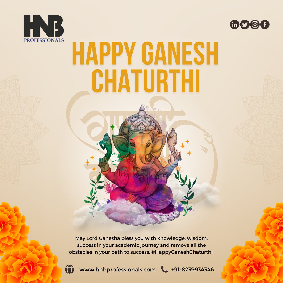 May Lord Ganesha bless you with knowledge, wisdom, success in your academic journey and remove all the obstacles in your path to success. 
#HappyGaneshChaturthi
.
.
.
.
.
#ganeshchaturthi #lordganesha #wishes #blessings #ganeshchaturthi2024 #HNBProfessionals
