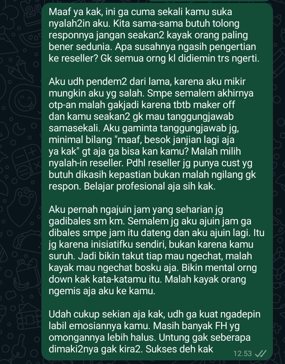 Yg lagi nyari FH app prem tiati y kalian, jgn mau ngemis2 sama owner FH yg selalu bener gak mau disalahin dan suka maki-maki ressellernya. Untung gk seberapa dimaki2nya gak kira2. Dah capek lah sm drama2 gk jelas begini🙏🏻 #zonauang