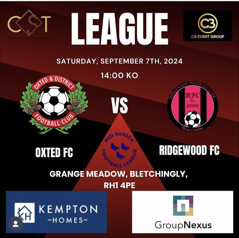 Oxted FC (@oxtedfc) on Twitter photo First are at home to <a href="/RidgewoodFC/">Ridgewood FC</a>
2s have there last pre season game against <a href="/lindfield_fc/">Lindfield FC</a> ressies
And the 3s start there season today against <a href="/GatwickWarriors/">Gatwick Warriors FC</a> First are at home to <a href="/RidgewoodFC/">Ridgewood FC</a>
2s have there last pre season game against <a href="/lindfield_fc/">Lindfield FC</a> ressies
And the 3s start there season today against <a href="/GatwickWarriors/">Gatwick Warriors FC</a>
